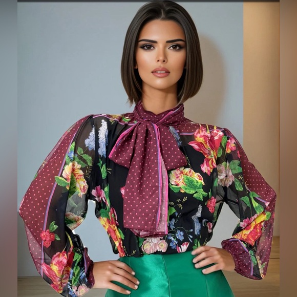 Floral Sheer Long Sleeve Top with Camisole 
Vibrant & Elegant - Picture 1 of 1